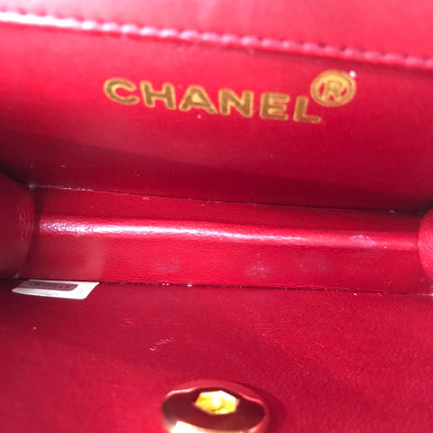 Chanel Chanel Mina Mass Turn Lock锁链肩带皮革红色EIT0423C2938