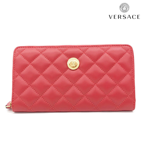 Versace VERSACE Round Wallet Leather Red P11389