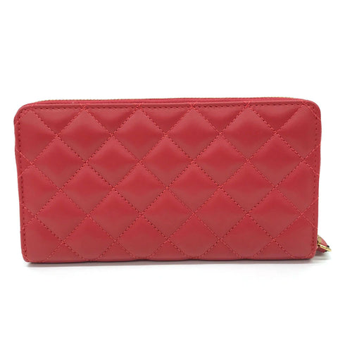 Versace VERSACE Round Wallet Leather Red P11389