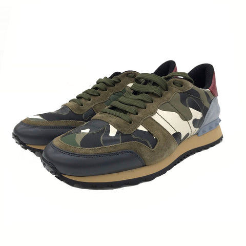 Valentino Garavani Rock Runner Camouflage 41运动鞋帆布皮革多色P11861