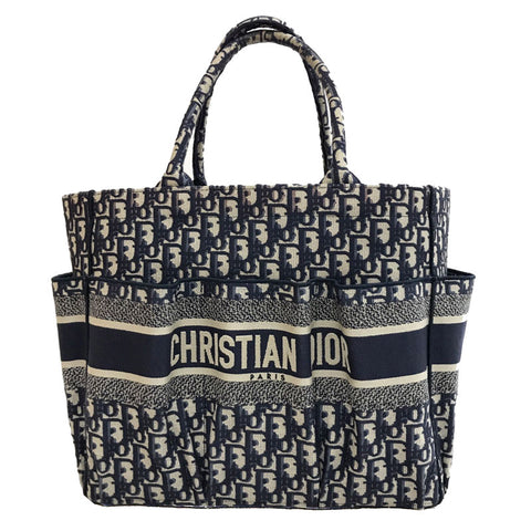 クリスチャンディオール Christian Dior オブリーク キャサリン トート ハンドバッグ キャンバス ネイビー eitm0128