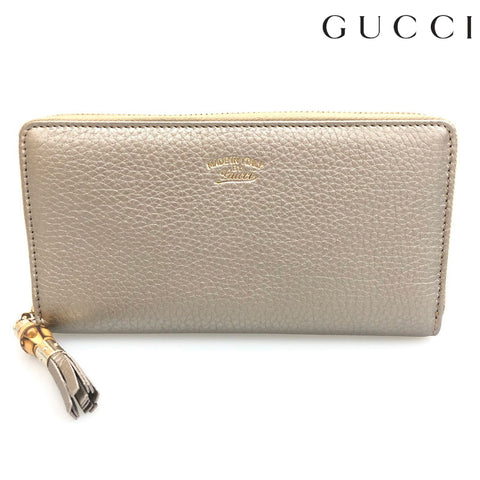 Gucci Gucci Bumbutassell Long Wallet Leder Gold C2367