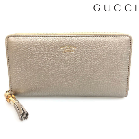 Gucci Bamboo Pichet Long Portefeuille en cuir or C2367