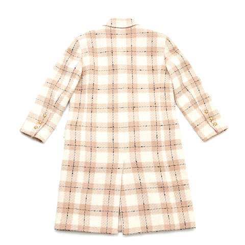 Chanel Gripore Check Coat Yize 38 1996大衣老式经典羊毛米色WS0874