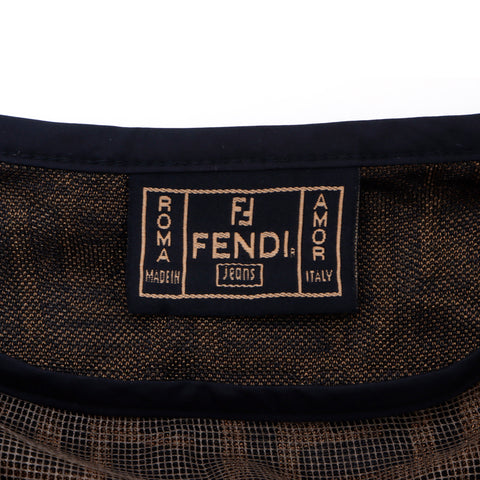 フェンディ FENDI メッシュ ズッカ サイズ38 1990年 タンクトップ VINTAGE 中古 定番 ポリエステル ブラウン WS1138