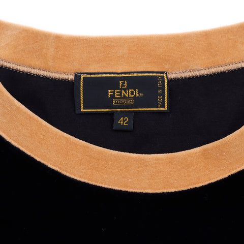 フェンディ FENDI ベロア サイズ42 1990年 長袖Ｔシャツ VINTAGE 中古 定番 コットン ブラック WS1139