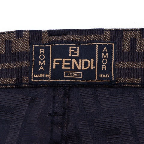 フェンディ FENDI ズッカ デニムパンツ ブラウン×ブラック P16355