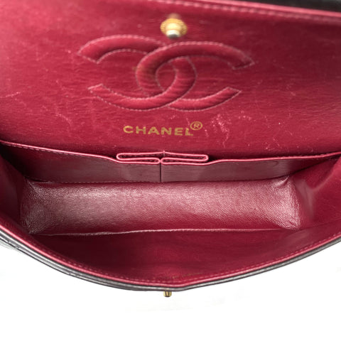 シャネル CHANEL ダブルフラップ マトラッセ ココマーク ショルダーバッグ レザー ブラック WS1176