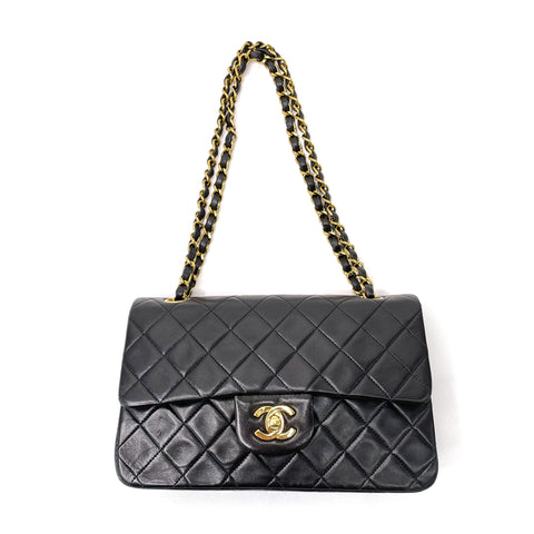 シャネル CHANEL ダブルフラップ マトラッセ ココマーク ショルダーバッグ レザー ブラック WS1176