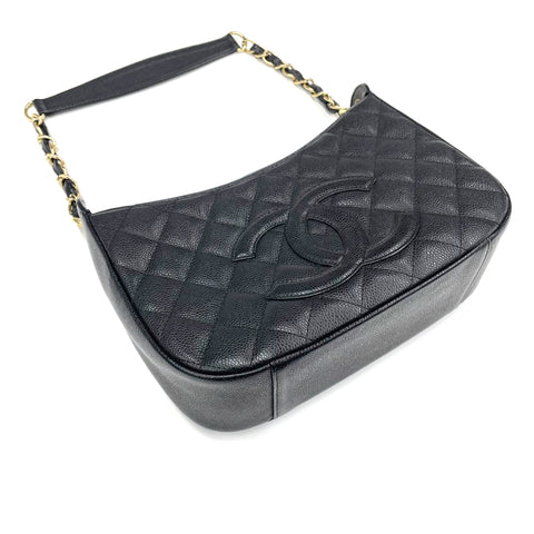 シャネル CHANEL キャビアスキン マトラッセ ココマーク ハンドバッグ レザー ブラック WS1180