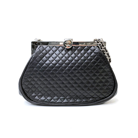 Chanel Chanel gamaguchi Matelasse肩带老式使用经典皮革黑色WS1282