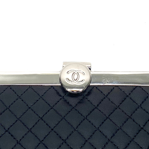 シャネル CHANEL がまぐち マトラッセ ショルダーバッグ VINTAGE 中古 定番 レザー ブラック WS1282