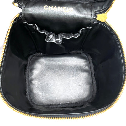 シャネル CHANEL バニティ キャビアスキン 2001年 ハンドバッグ VINTAGE 中古 定番 レザー ブラック WS1299