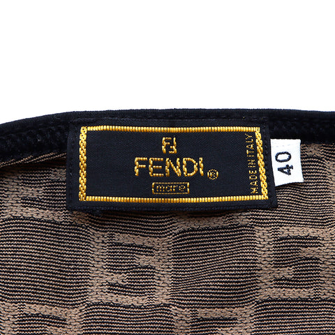 フェンディ FENDI ズッカ柄 サイドライン キャミソール ワンピース ブラウン×ブラック WS1316