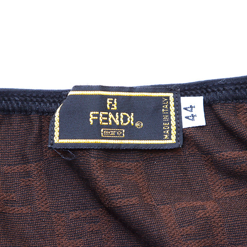 Fendi Zucca图案侧线吊带吊装连衣裙棕色X黑色WS1317