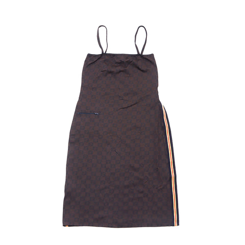 Fendi Zucca Muster Seitenlinie Camisol -Kleid braun x Schwarz WS1317