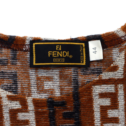 フェンディ FENDI パイル地 ズッカ柄 半袖Ｔシャツ ブラウン WS1319