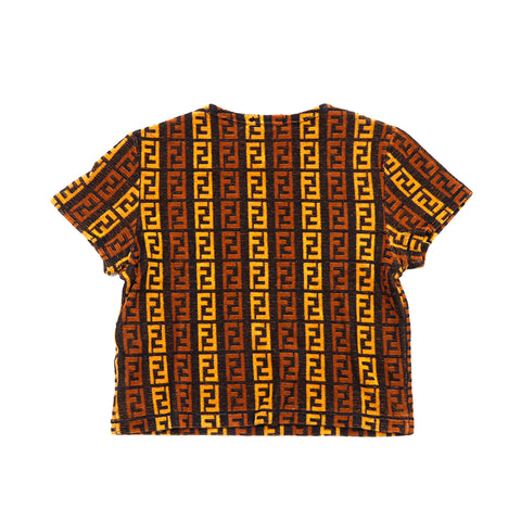 FENDI Pile Zucca Pattern Short Sleeve T-shirt Brown WS1320