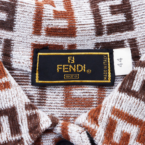 フェンディ FENDI パイル地 ズッカ柄 ポロシャツ ブラウン WS1322