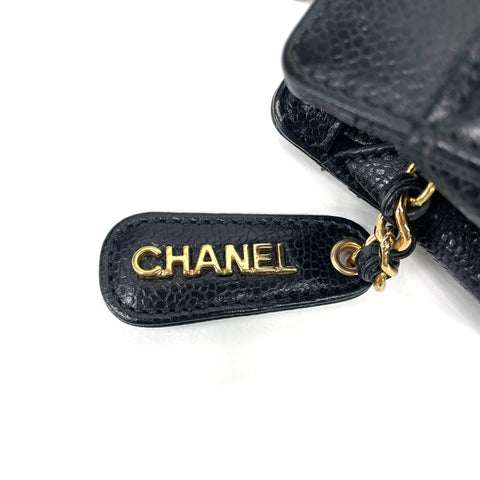 シャネル CHANEL キャビア チェーン ショルダー ココマーク ハンドバッグ レザー ブラック WS1336