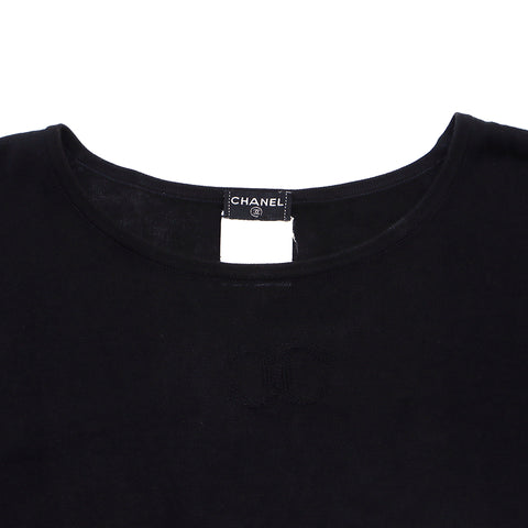 Chanel Simple Coco Mark One Point Logo Plain transparent Coton Taille: 46 T-shirt à manches courtes Black WS1432