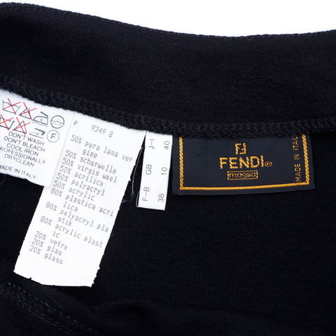 フェンディ FENDI セーター ノースリーブ スパンコール ニット ブラック WS1506