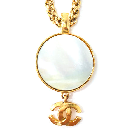 Chanel Coco Mark Round Pearl Collier Gold WS1520