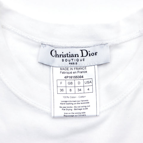 クリスチャンディオール Christian Dior ガリアーノ トロッター ラインストーン スリーブレス サイズ36 その他トップス VINTAGE 中古 定番 コットン ホワイト WS1592