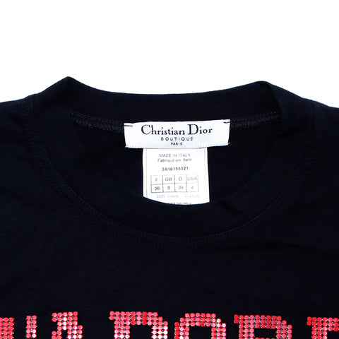 クリスチャンディオール Christian Dior ジャドール ビーズロゴ サイズ36 半袖Ｔシャツ コットン ブラック WS1597