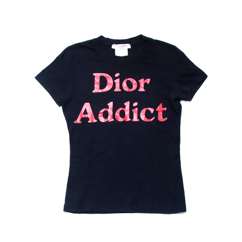 克里斯蒂安·迪奥(Christian Dior)瘾君子徽标尺寸38短袖T恤棉布黑色WS1598