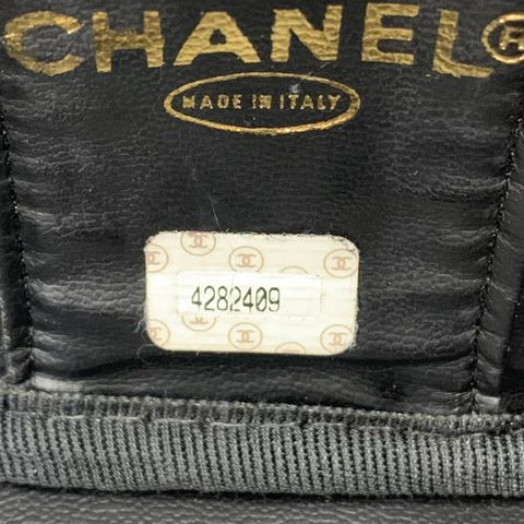 シャネル CHANEL キャビアスキン バニティ フラットタイプ 1997年 ハンドバッグ レザー ブラック WS1613