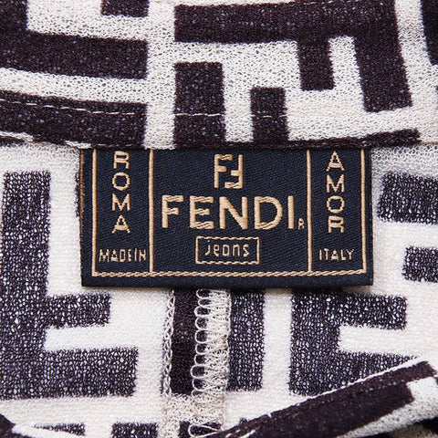 フェンディ FENDI ズッカ柄 モノグラム 長袖シャツ ベージュ×ブラウン WS1641