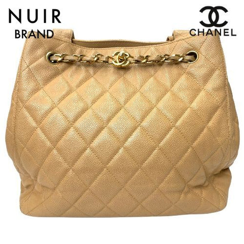 Chanel Chanel 1997 Caviar Skin Coco Mark Tote Bag Beige WS1656