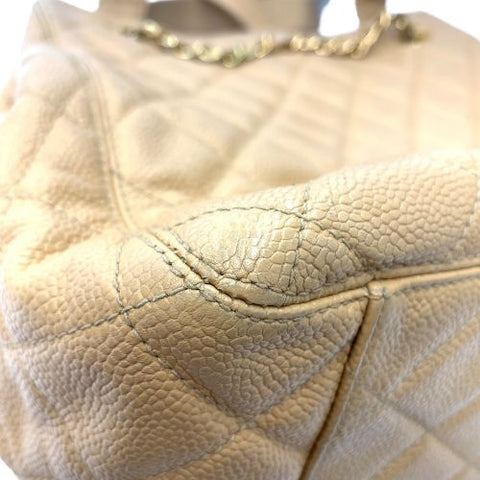 Chanel Chanel 1997 Caviar Skin Coco Mark Tote Bag Beige WS1656