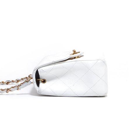 Chanel Coco Mark Matelasse Chain Caviar Skin White Shoulder Bag White WS1685