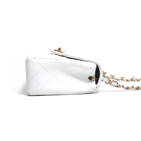 Chanel Coco Mark Matelasse Chain Caviar Skin White Shoulder Bag White WS1685