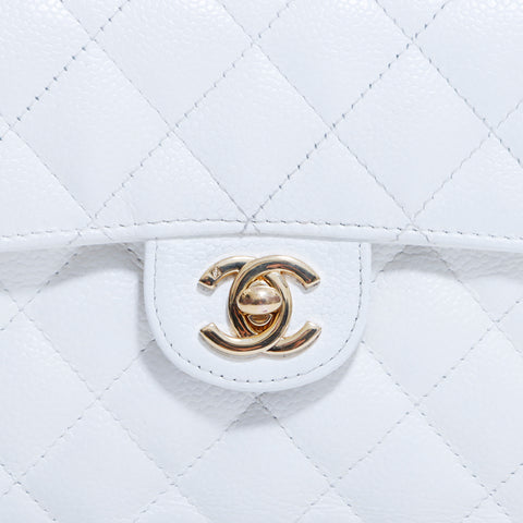 Chanel Coco Mark Matelasse Chain Caviar Skin White Shoulder Bag White WS1685