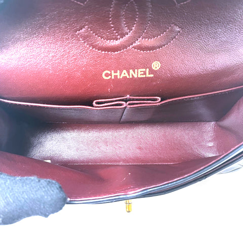 Chanel Chanel Matelasse W-Flap-Kette Schulter 1990 Umhängetaschen Lambskin Schwarz WS1687