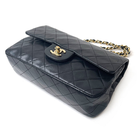 Chanel Chanel Matelasse W-Flap-Kette Schulter 1990 Umhängetaschen Lambskin Schwarz WS1687