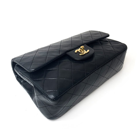 Chanel Chanel Matelasse W-Flap-Kette Schulter 1990 Umhängetaschen Lambskin Schwarz WS1687