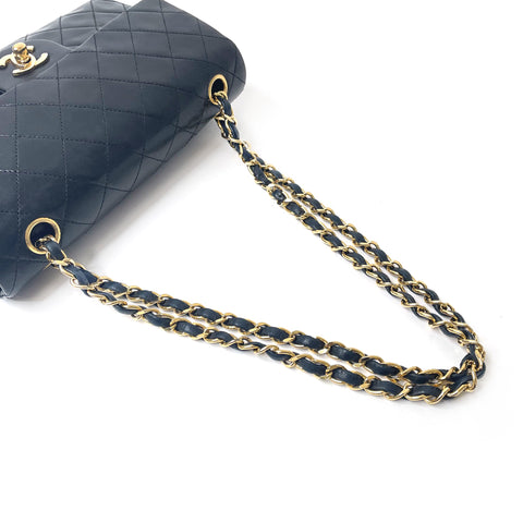 Chanel CHANEL Matelasse W-flap Chain Shoulder 1990 Shoulder Bag Lambskin Black WS1687