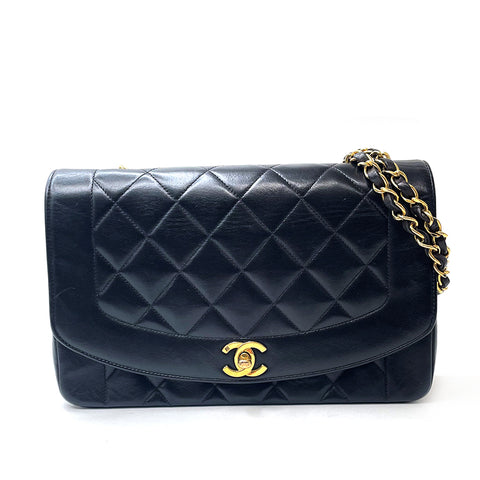 シャネル CHANEL ダイアナ フラップ チェーンショルダー 1995年 ショルダーバッグ ラムスキン ブラック WS1697