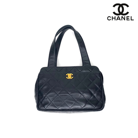 シャネル CHANEL 1996-1997年 ハンドバッグ ラムスキン ブラック WS1706