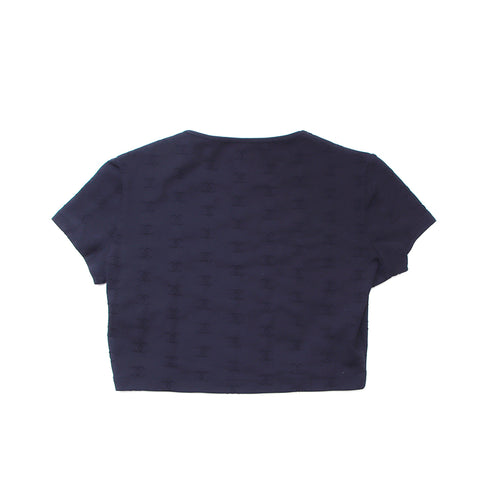 シャネル CHANEL ココマーク クロップドTシャツ サイズ42 1997年 半袖Ｔシャツ ナイロン ブラック WS1724