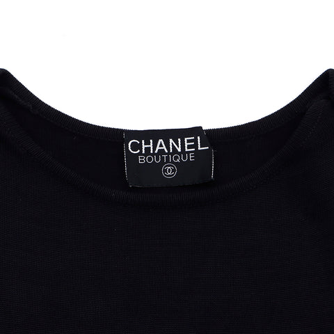 シャネル CHANEL ニットスリーブレス サイズ40 2010年 ドレス VINTAGE 中古 定番 コットン ブラック WS1726