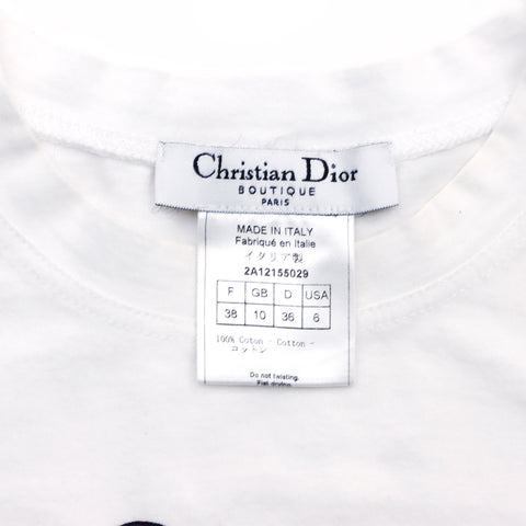 クリスチャンディオール Christian Dior ガリアーノ期 キャラ プリント SIZE：38 イタリア製 2002SS SUMMER HOLIDAY コットン 半袖Ｔシャツ ホワイト WS1733