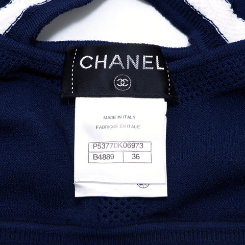 シャネル CHANEL ノースリーブ ショート丈 サイズ36 2011年 ニット VINTAGE 中古 定番 ネイビー WS1749