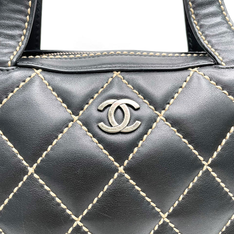 シャネル CHANEL ワイルドステッチ 2000年 ハンドバッグ カーフ ブラック WS1757