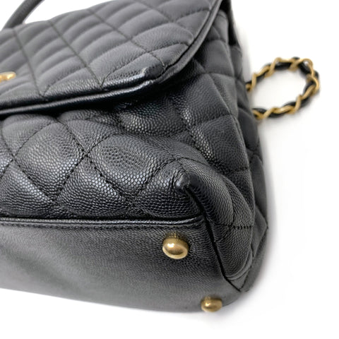 シャネル CHANEL マトラッセ キャビア レザー ココハンドル 2way チェーン ゴールド金具 ショルダーバッグ ブラック WS1764