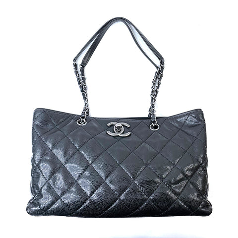 シャネル CHANEL キャビアスキン マトラッセ チェーントート 2015年 トートバッグ カーフ ブラック WS1900